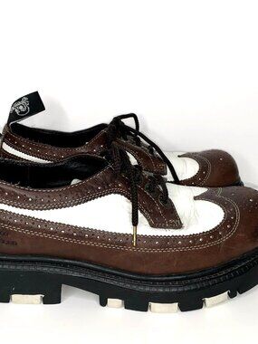 Vtg London Underground BROGUE WINGTIP Leather CREEPER Punk US 10 Goth Whimsygoth